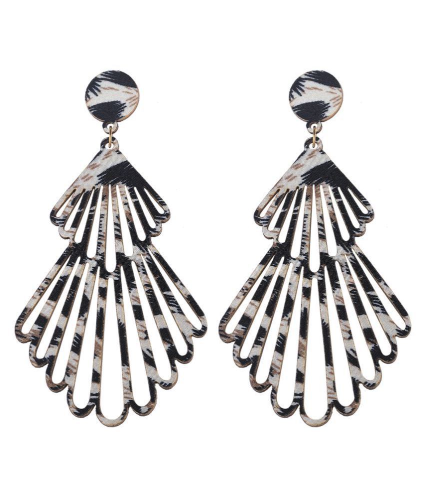     			SILVER SHINE Antique Natural Wooden Dangler Earrings for Girls and Women.