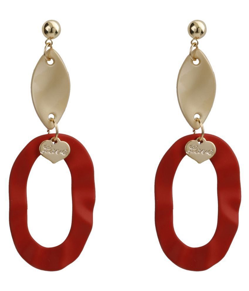     			Silver Shine Attractive Red Latest Design Collection Drop Earrring For Girls And Women