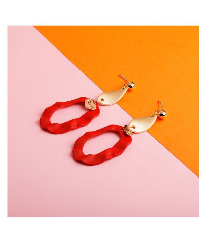    			Silver Shine Attractive Red Latest Design Collection Drop Earrring For Girls And Women