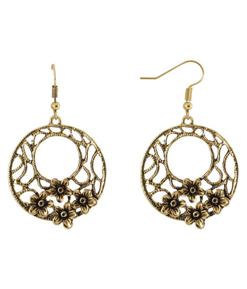     			Silver Shine Designer Golden Fish Hook Earrings for Women
