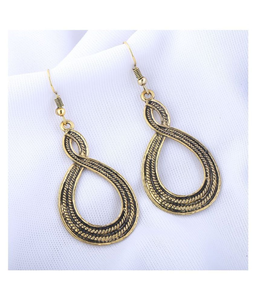     			Silver Shine Funky Golden Fish Hook Earrings for Women