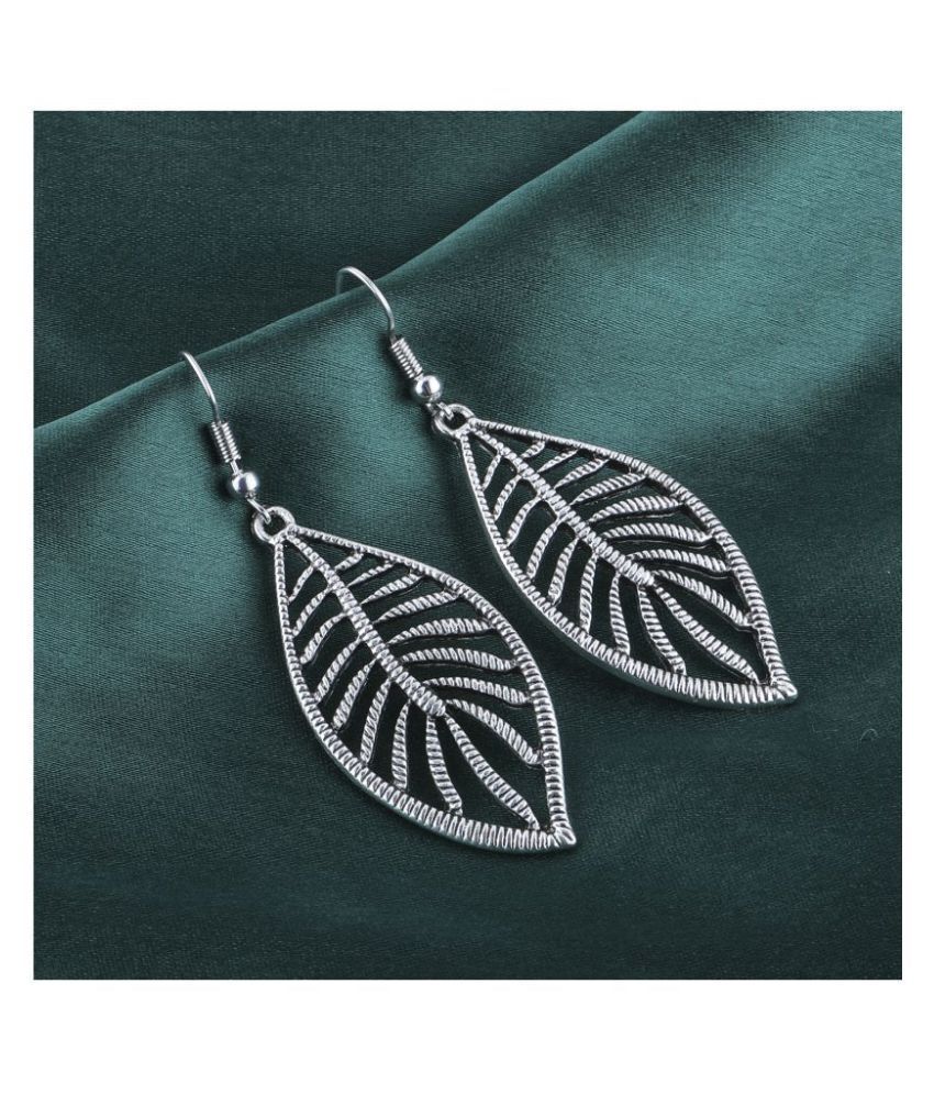     			Silver Shine Graceful Silver Hollow Leaf Design Drop Earring For Girls And Women