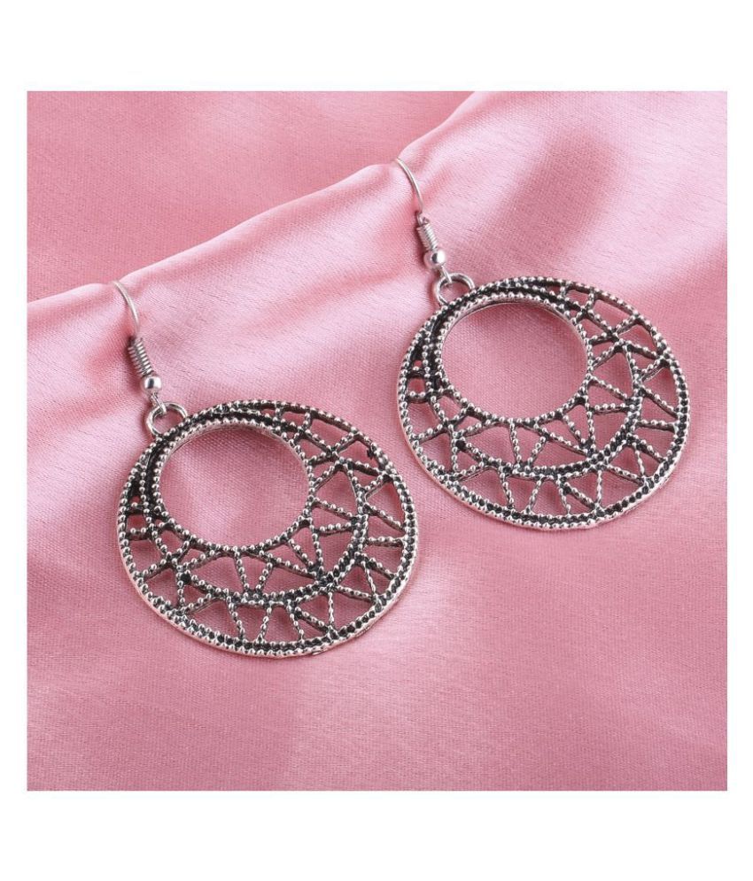     			Silver Shine Stunning Silver Hollow Zali Work Earrings for Women