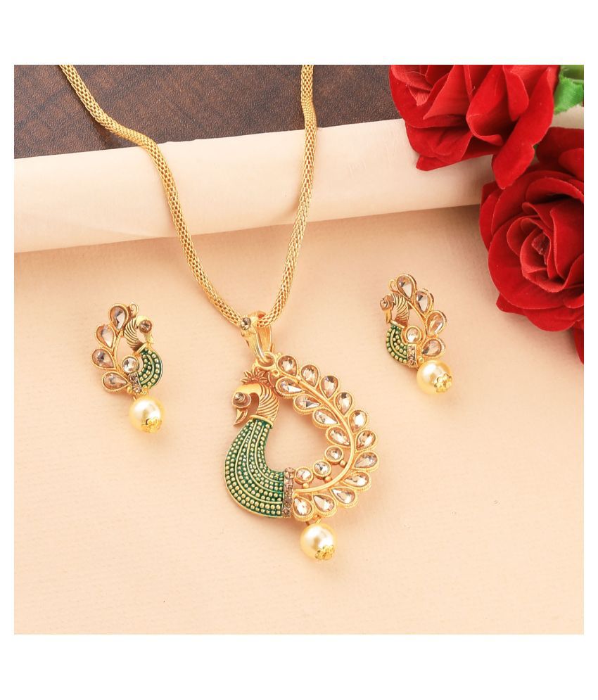     			SILVERSHINE Charm Party Wear gold Plated Peacock Designer Pendant For Women Girl
