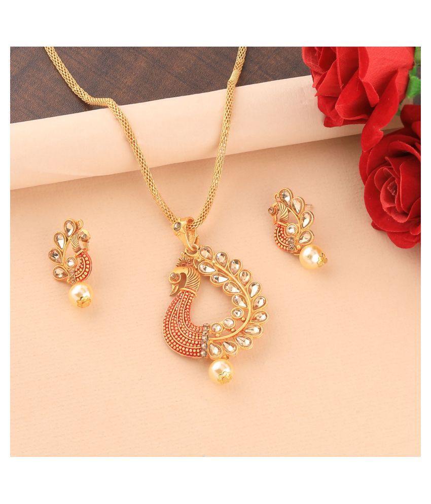     			SILVERSHINE Party Wear gold Plated Peacock Designer Pendant For Women Girl