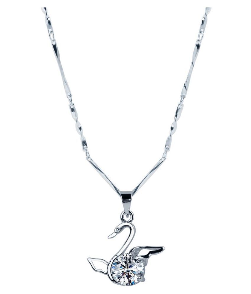     			Silver Shine Silver Plated chain With Swan  Shape Pendant  For Women