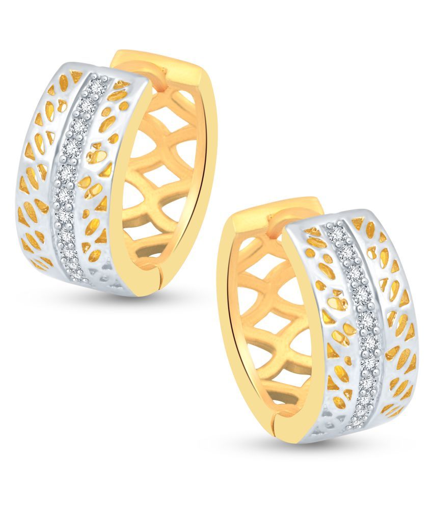 Vk Jewels Gorgeous Gold Rhodium Plated Alloy Cz American Diamond Huggie Bali Earring For Women