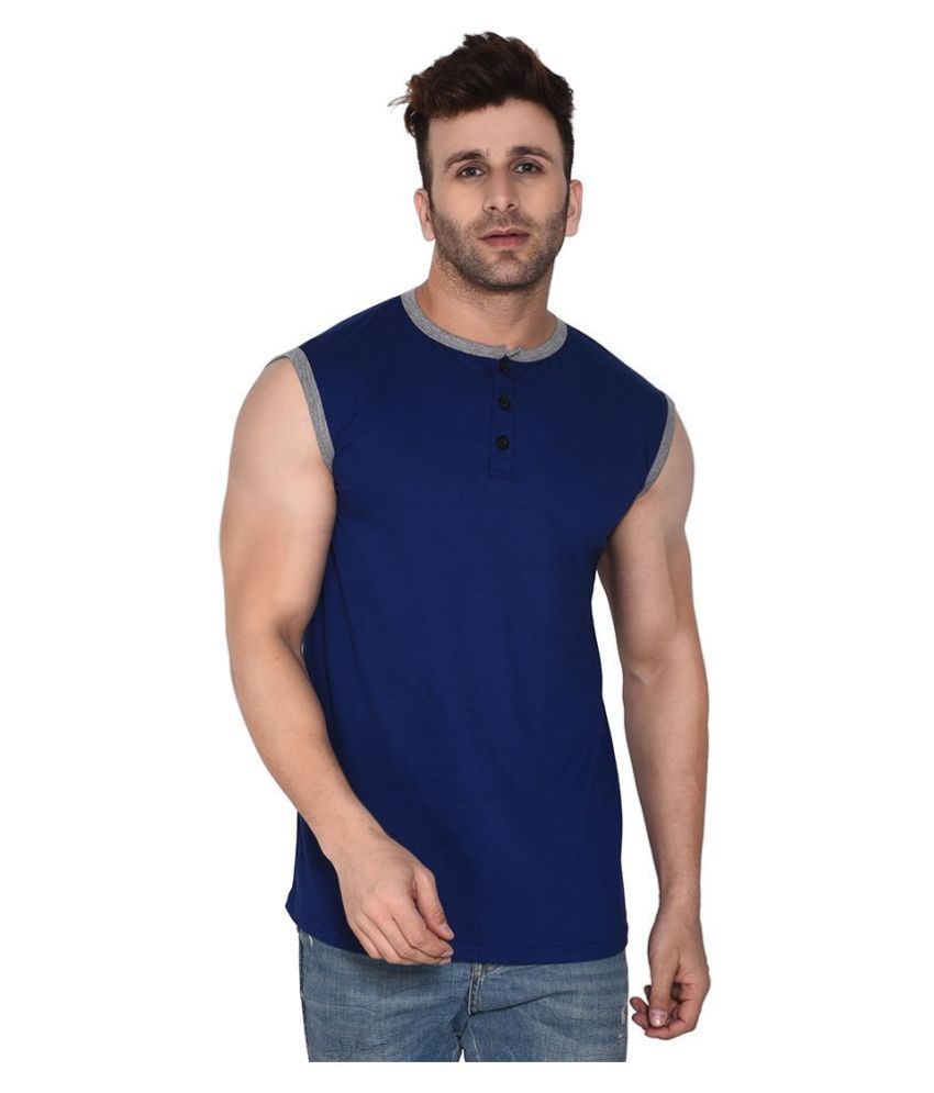     			Tfurnish Cotton Blend Blue Solids T-Shirt