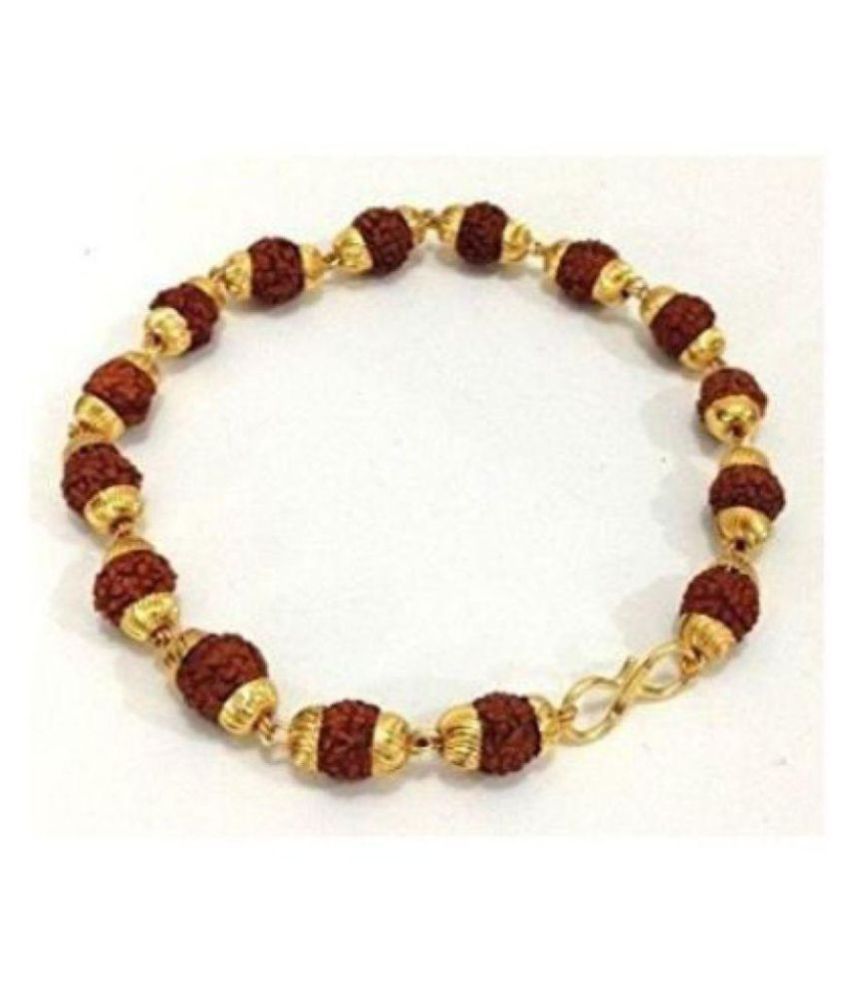 Buy RUDRAKSHA BRACELET Golden cap Original rudraksha beads | stylish ...