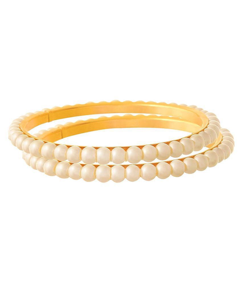     			Traditional Ethnic One Gram Gold Plated Pearl Designer Bangle Set for Women.