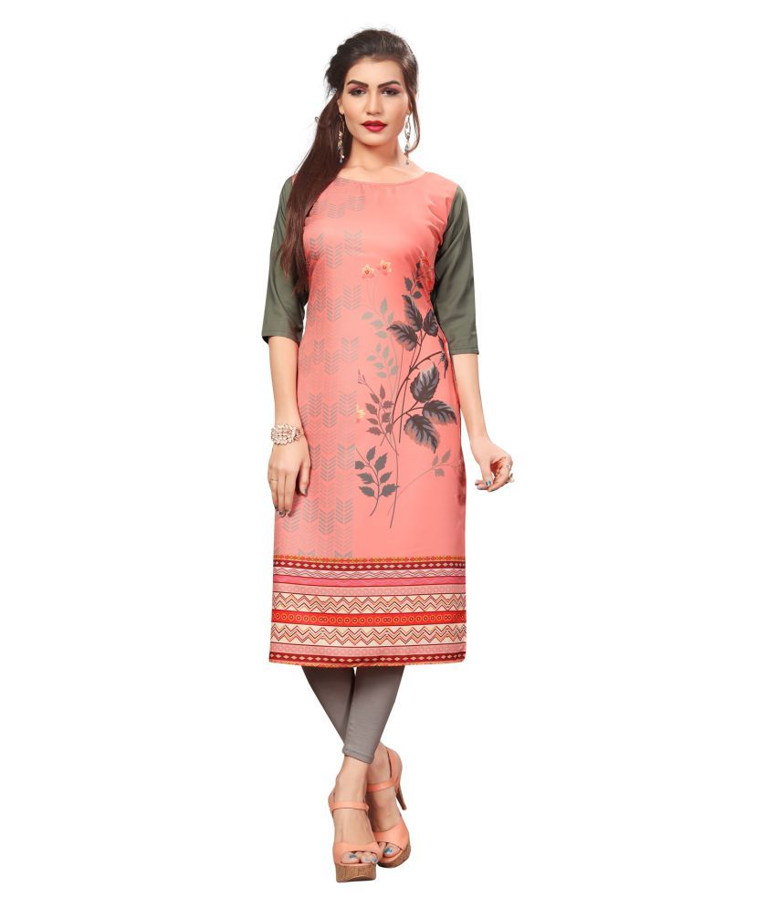     			DSK STUDIO Pink Crepe Straight Kurti