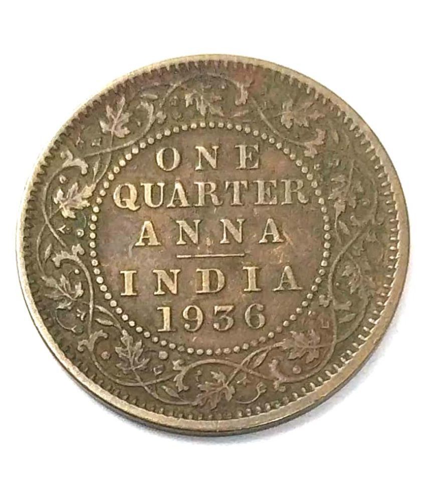 India 1 Quarter Anna Copper Coin Year 1936 Very Rare Coin: Buy Online ...