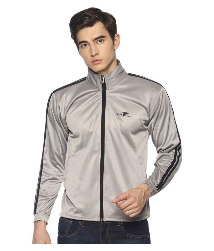    			HPS Sports Silver Polyester Fleece Jacket