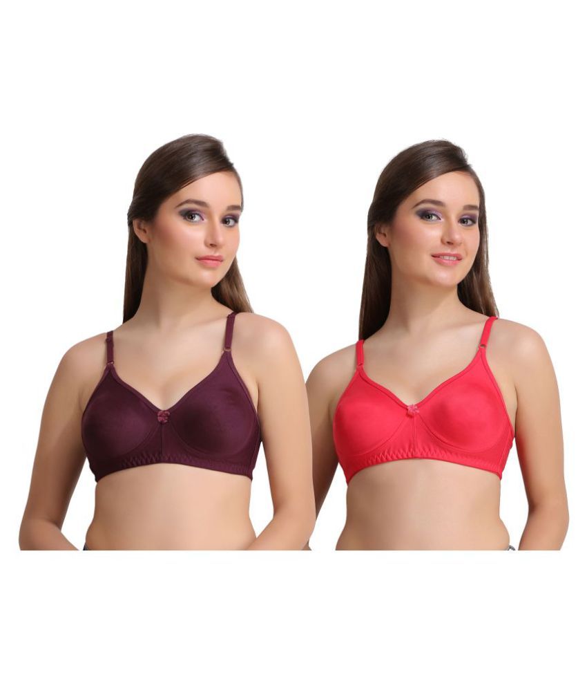     			Leading Lady Pack of 2 Cotton Non Padded Women's T-Shirt Bra ( Multi Color )