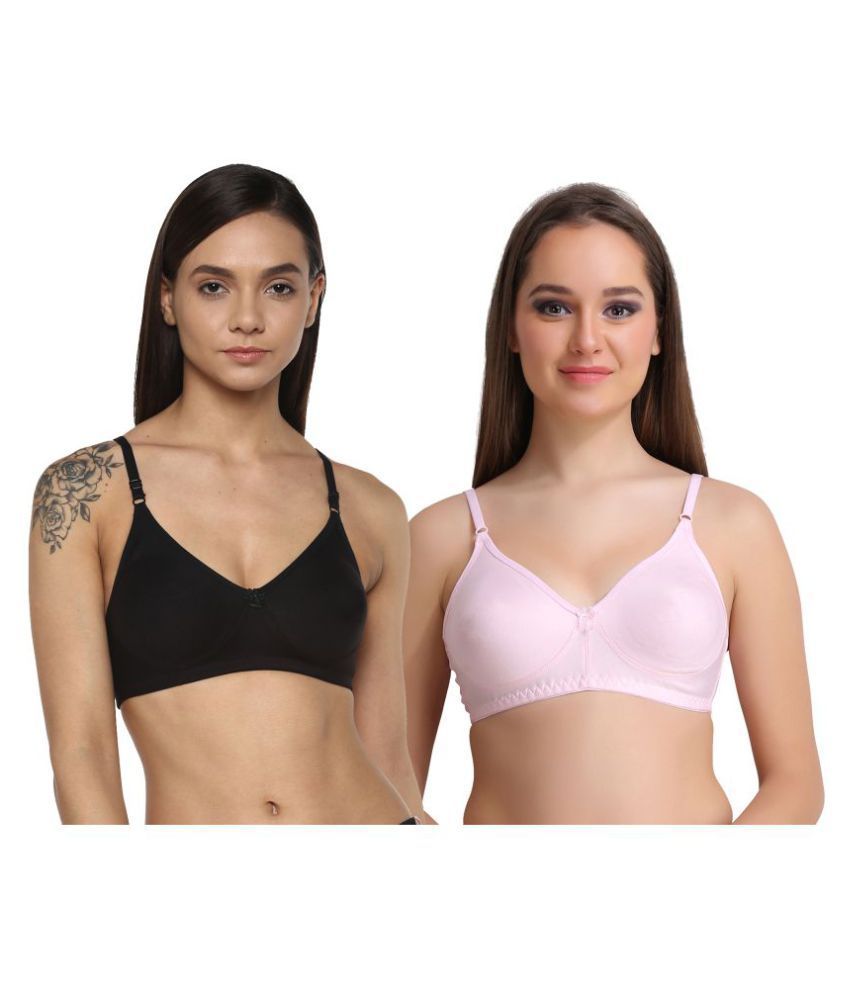     			Leading Lady Pack of 2 Cotton Non Padded Women's T-Shirt Bra ( Multi Color )