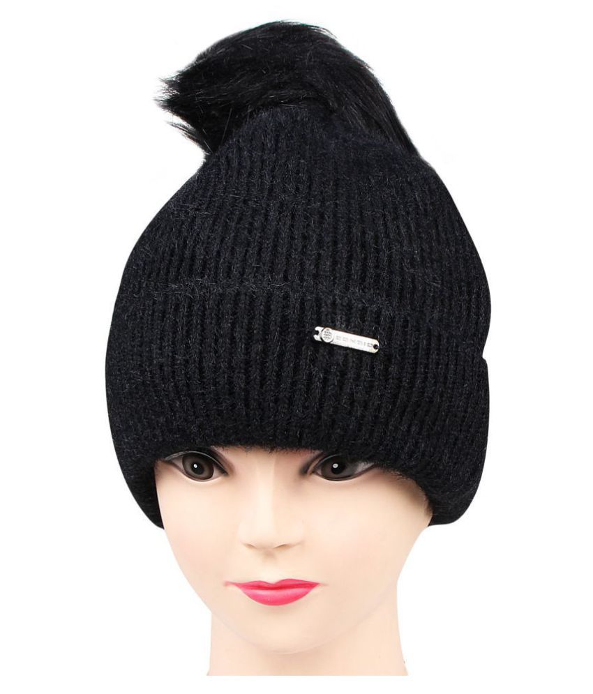 Bongio women's winter Black Woolen cap