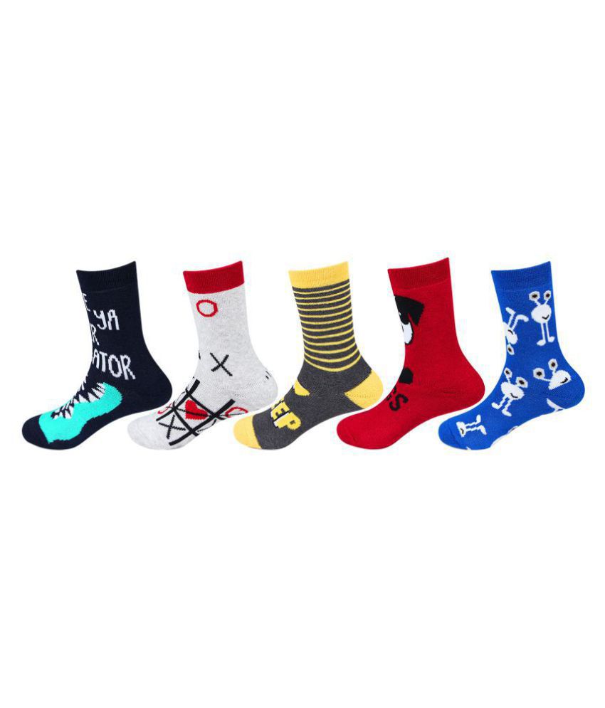 Bonjour Kids Cushioned Fancy Sports Socks For 2 -4 Years- Pack of 5