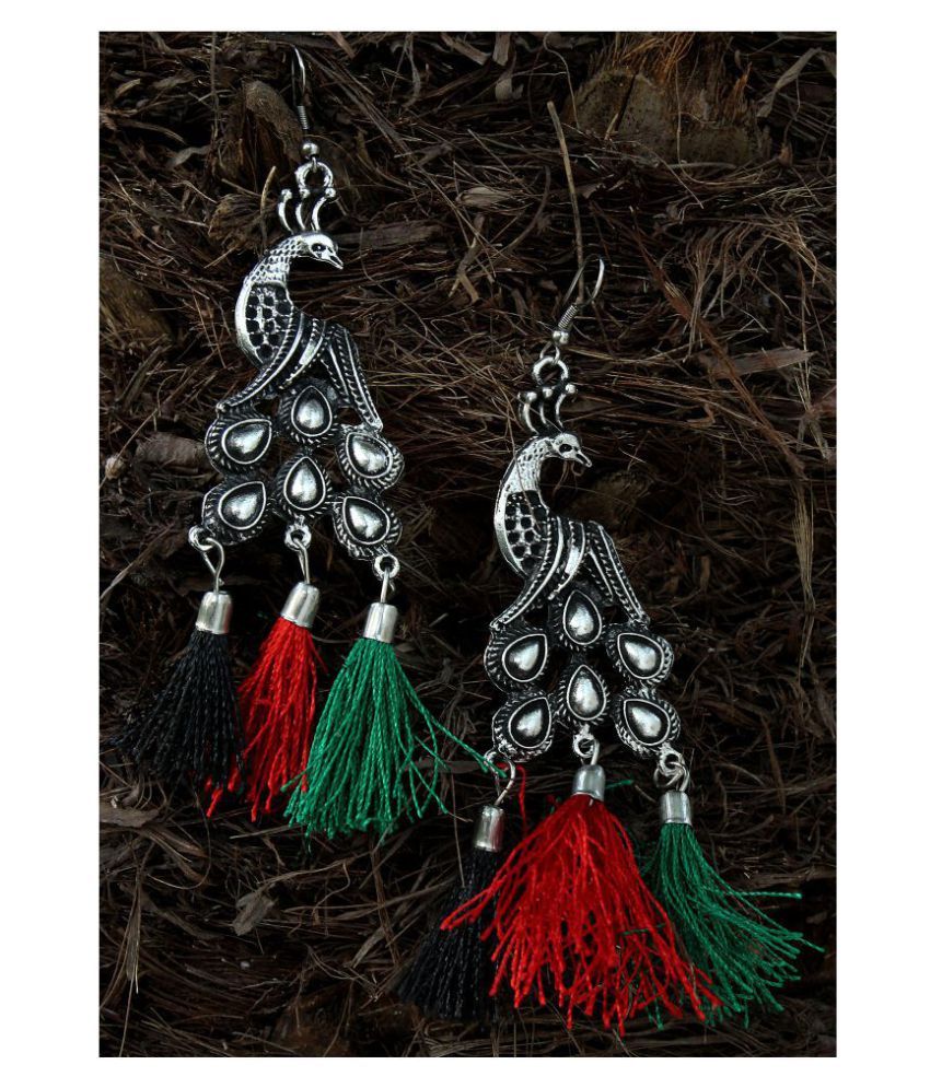     			Darshini Designs Peacock Inspired  Multicolored  Thread Earrings For Women And Girls