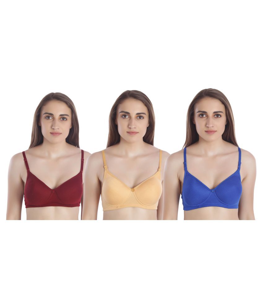     			MIELOSA Seamless Molded Cup Padded Bra for Women's Combo (Multicolor, Pack of 3)