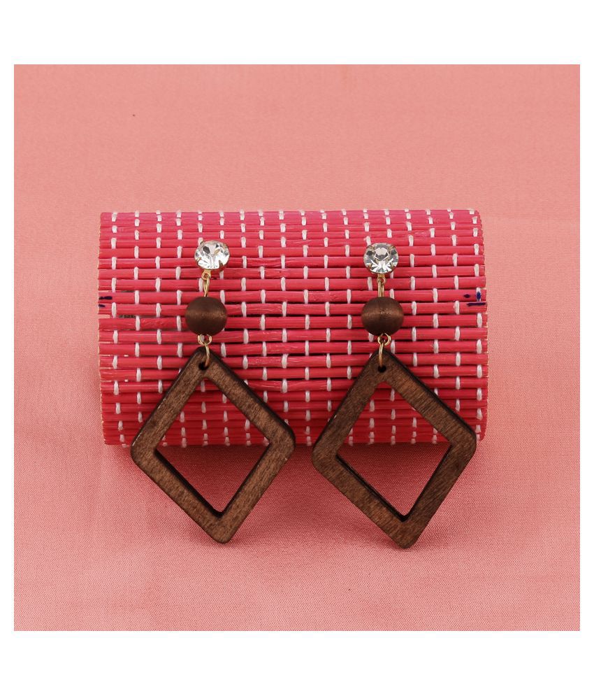     			SILVER SHINE Party Wear Natural  Diamond  Wooden Earring for Perfect and Different Look For women