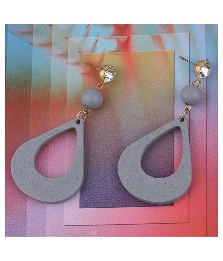     			SILVER SHINE Wonderful Attractive  Diamond Wooden Light Weight Dangle Earrings for Girls and Women.