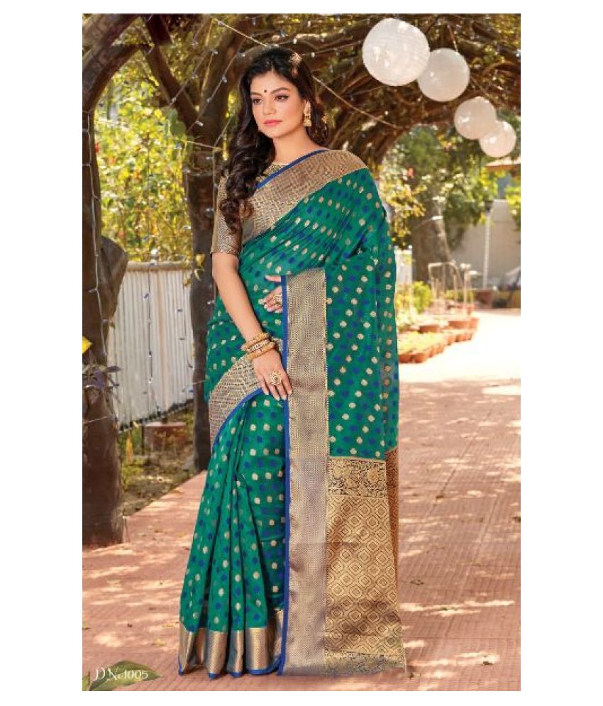 Sangam Prints Blue Cotton Saree - Buy Sangam Prints Blue Cotton Saree ...