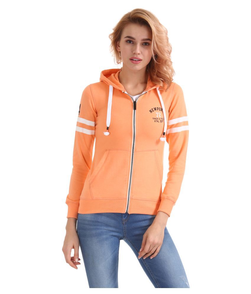Newport Cotton - Fleece Orange Hooded Sweatshirt
