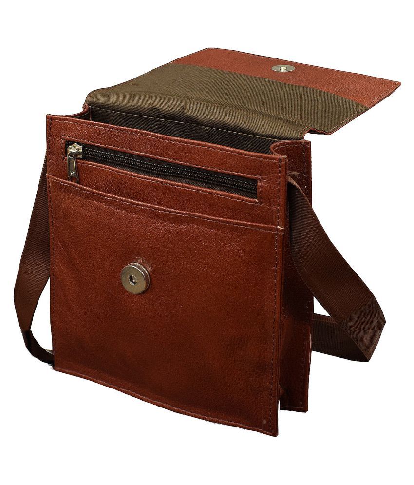 Vegan Brown Leather Casual Messenger Bag Buy Vegan Brown Leather Casual Messenger Bag Online