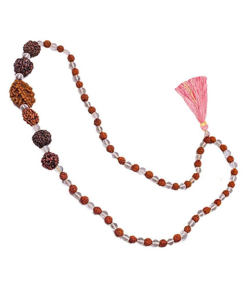 7 Mukhi Rudraksha Mala Indonesiano – 108 Perline Certificate 7-8 Mm – Filato Rosso