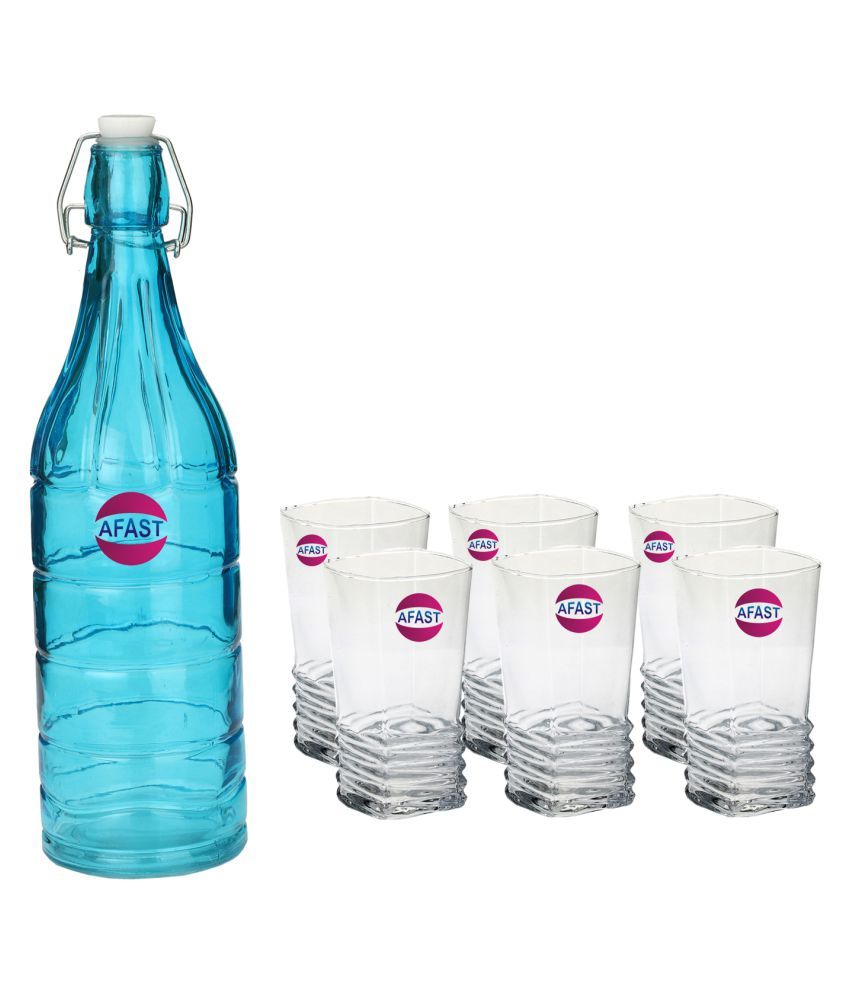     			Somil Glass Bottle Glass Set, Transparent, Pack Of 7, 1000 ml