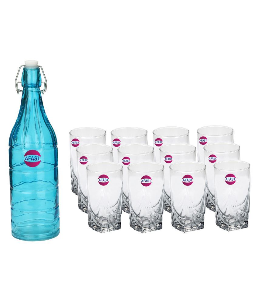     			Somil Glass Bottle Glass Set, Transparent, Pack Of 13, 1000 ml