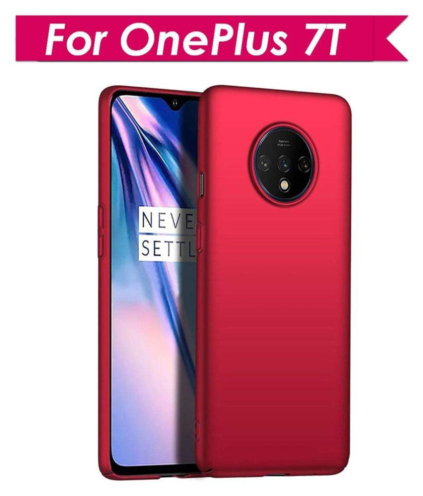 OnePlus 7T Plain Cases ClickAway Red Fourcut Back Cover Plain Back