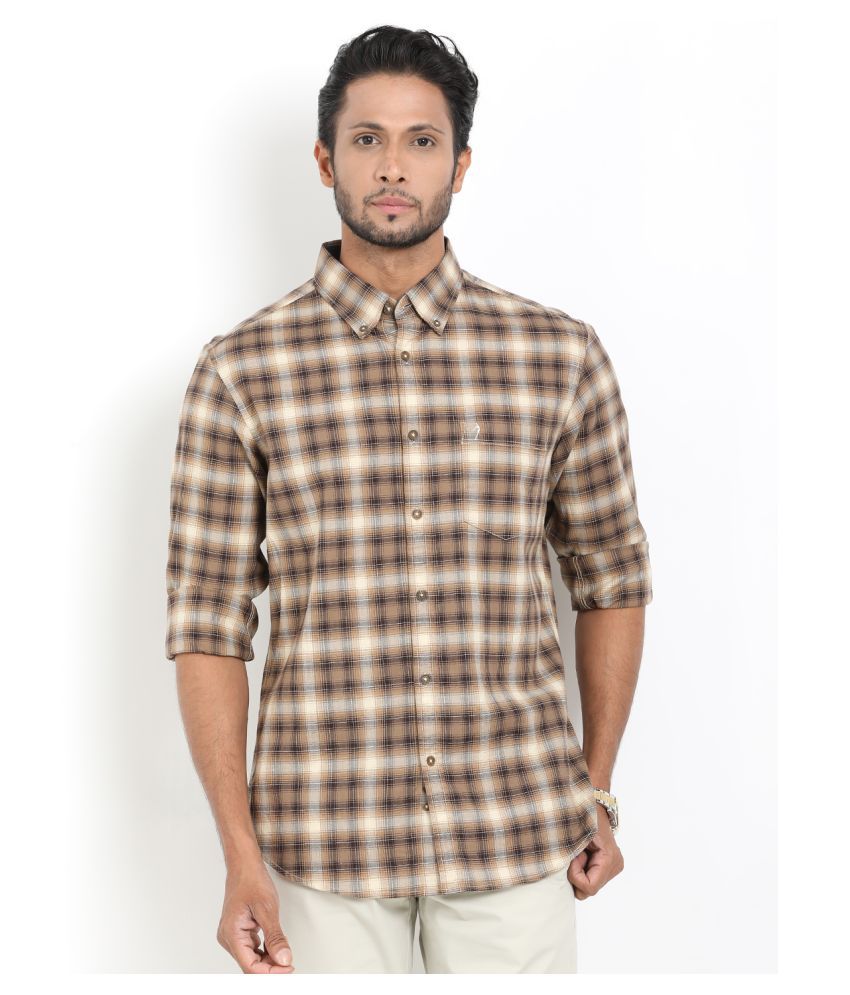 Indian Terrain 100 Percent Cotton Brown Shirt - Buy Indian Terrain 100 ...