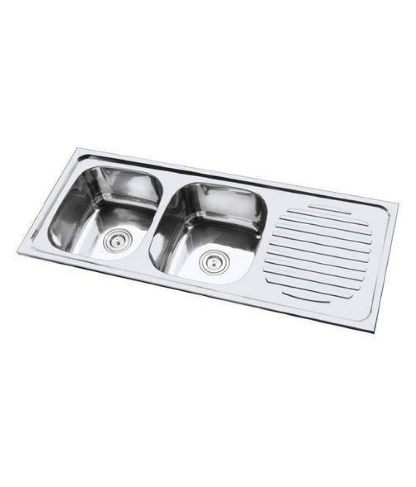Buy Crocodile Stainless Steel Double Bowl Sink With Drainboard Online