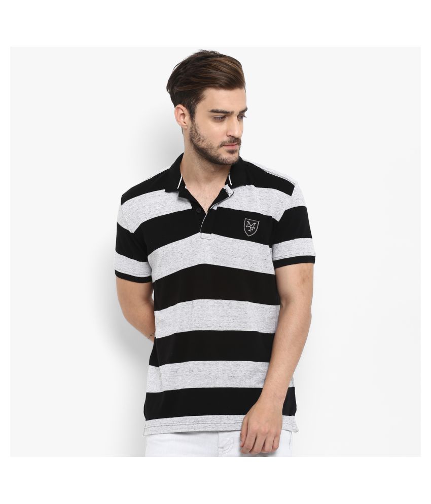 Mufti Black Stripers Polo T Shirt - Buy 