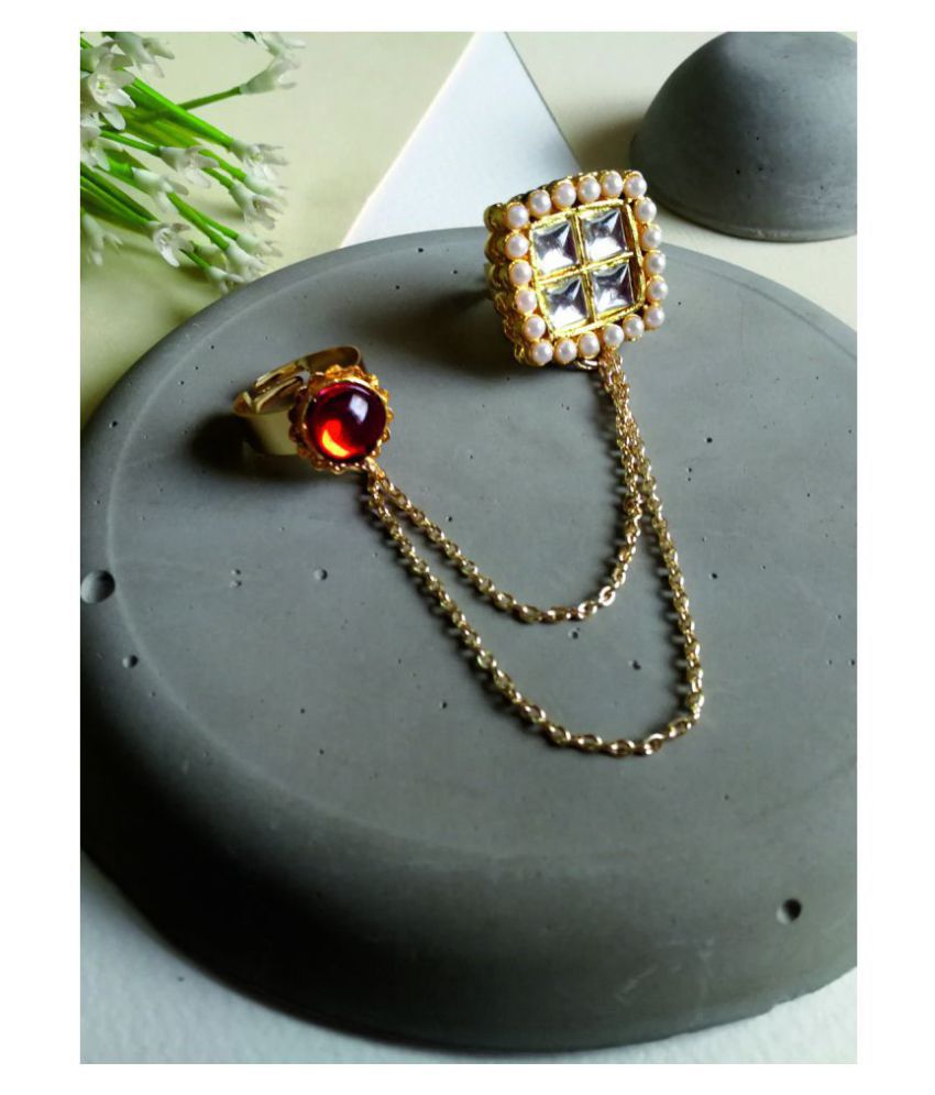     			Priyaasi's Gold Plated Dual Finger Adjustable Ring