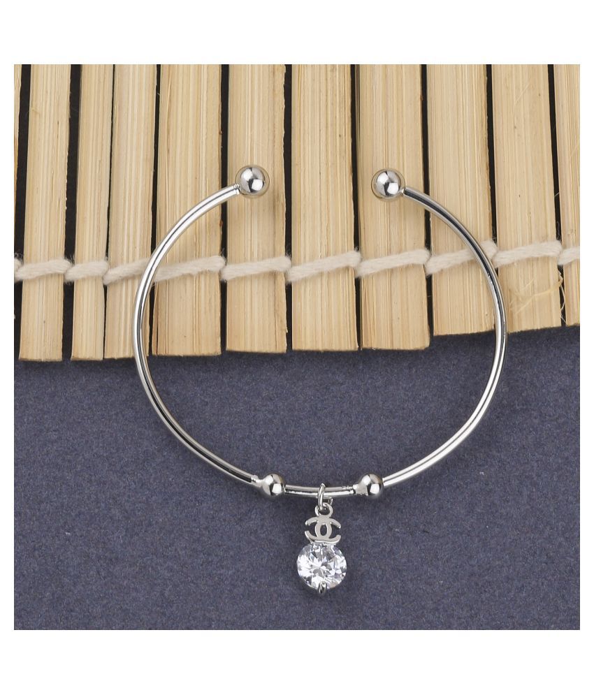     			SILVER SHINE Charm Stylish Look Adjustable Bracelet With Diamond For Women Girls