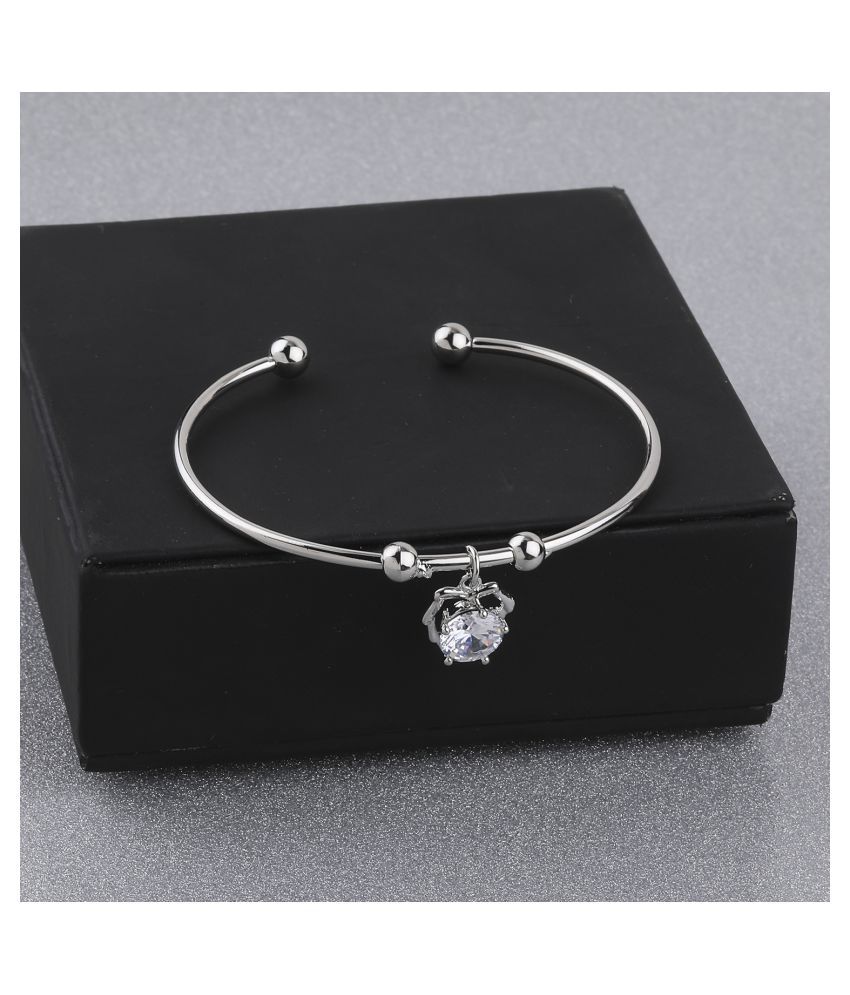     			SILVER SHINE Party Wear Delicate Look Adjustable Bracelet With Diamond For Women Girls