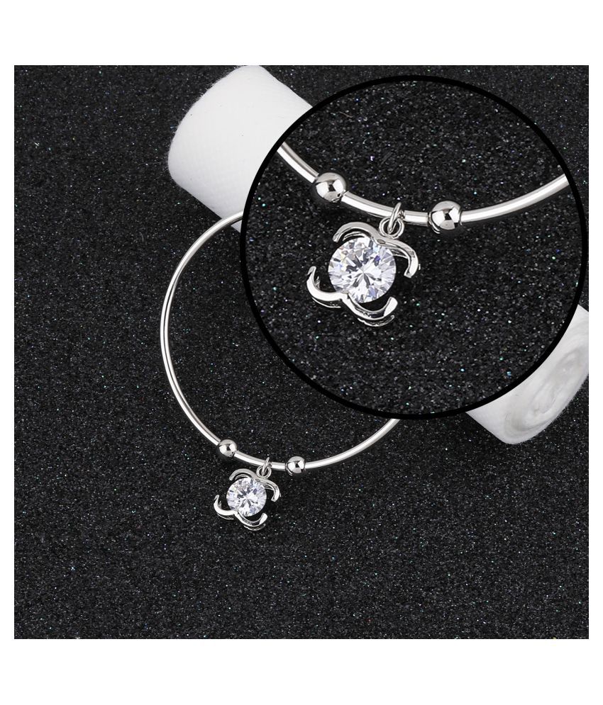     			SILVER SHINE Party Wear Fancy Look Adjustable Bracelet With Diamond For Women Girls