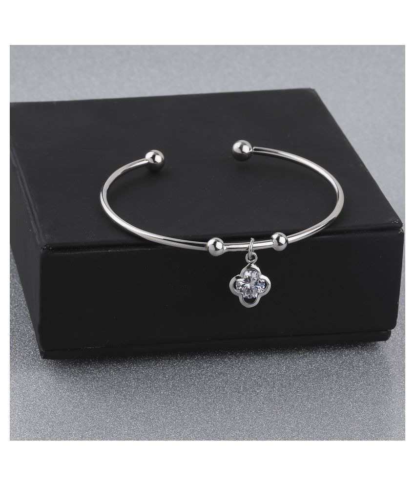     			SILVER SHINE Stylish Party Wear Adjustable Bracelet With Diamond For Women Girls