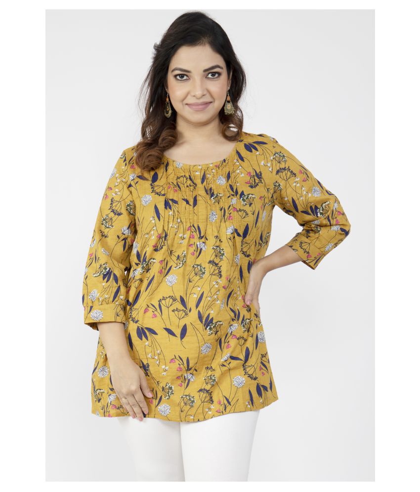 Aiyra Cotton Tunics - Yellow - Buy Aiyra Cotton Tunics - Yellow Online ...