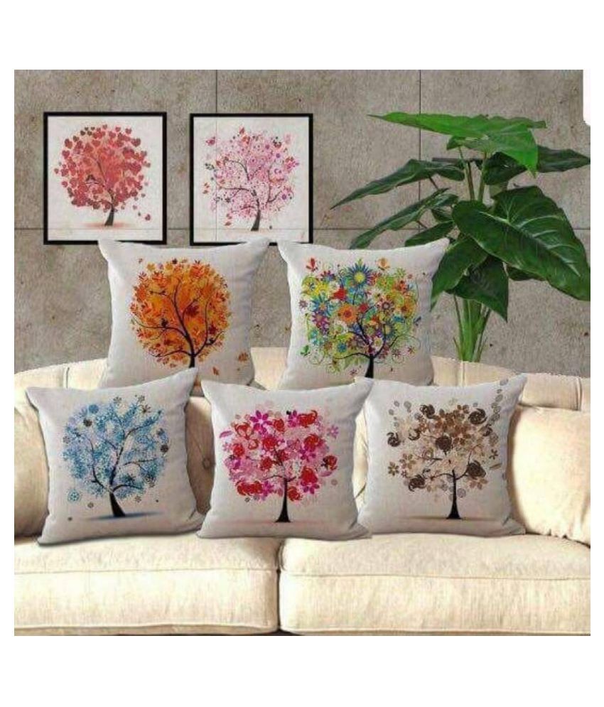 A.M TEXTILES Set of 5 Jute Cushion Covers 40X40 cm (16X16): Buy Online ...