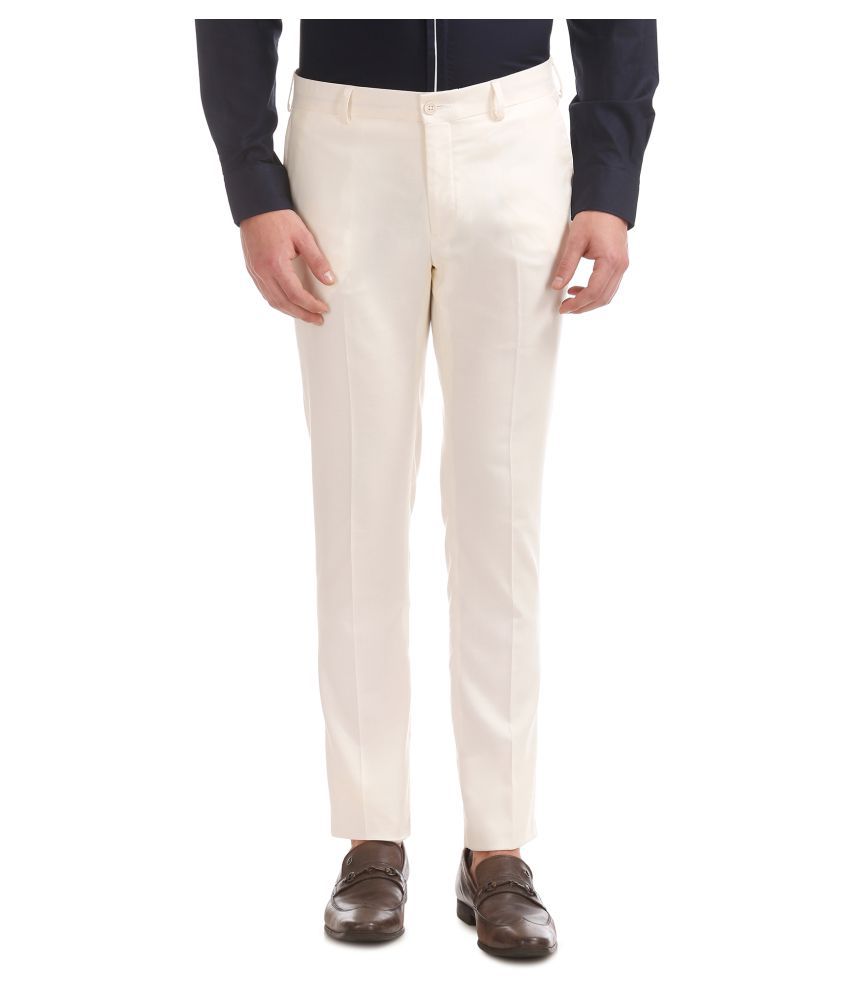 Excalibur White Slim -Fit Trousers - Buy Excalibur White Slim -Fit ...