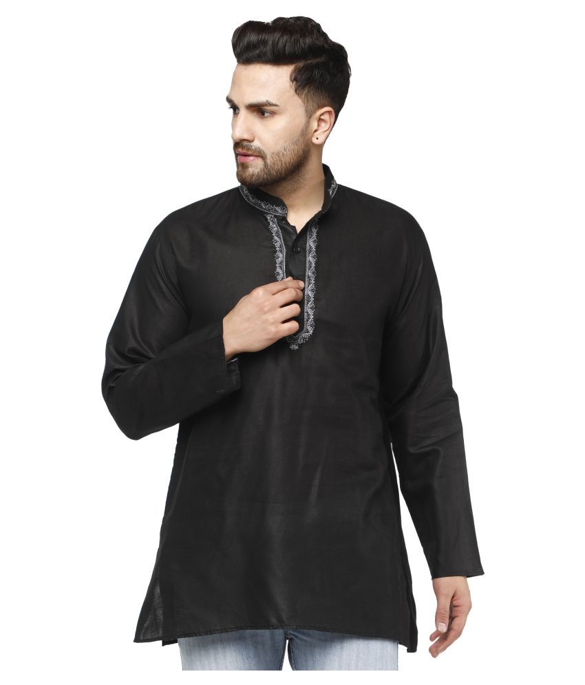     			SKAVIJ Black Cotton Kurta Single