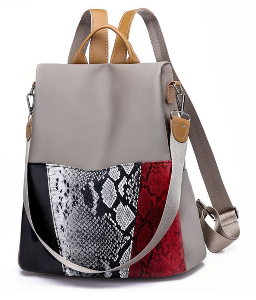 beige backpack leather