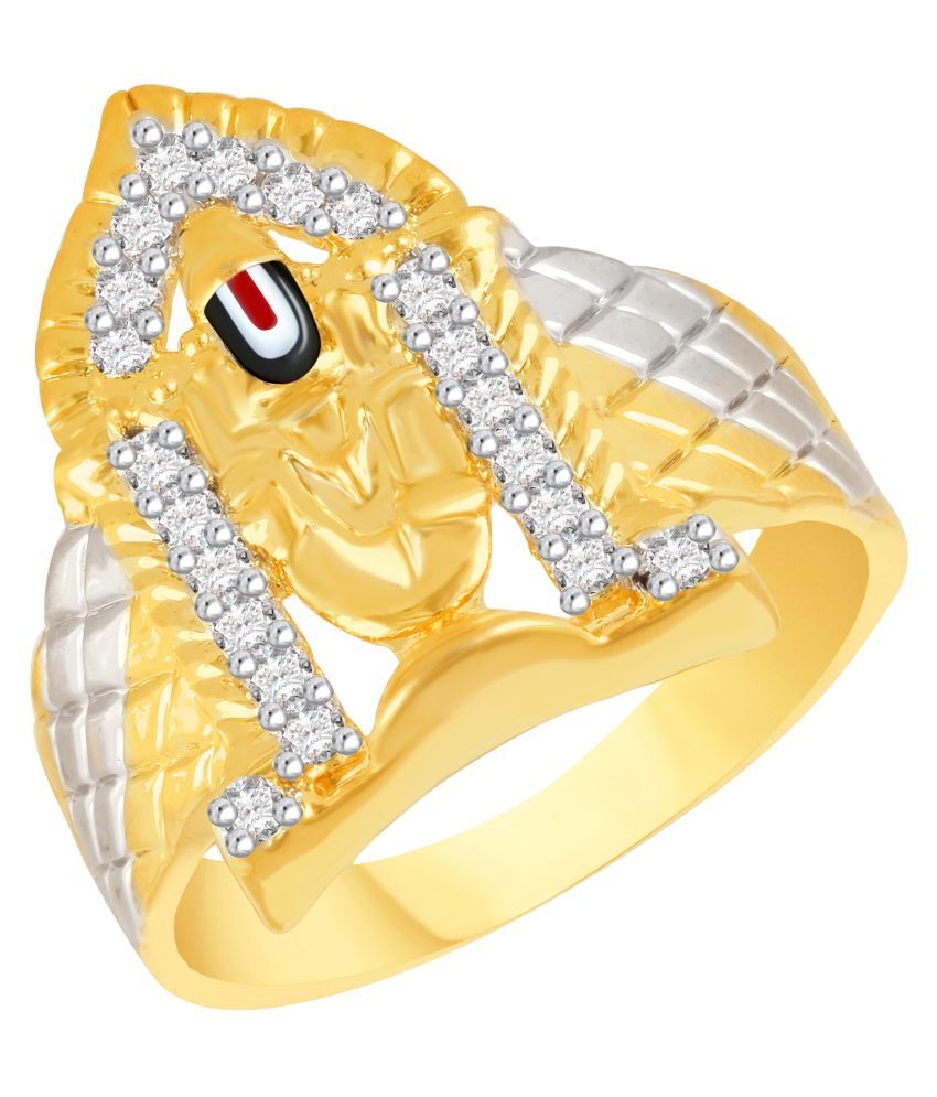 VK Jewels Tirupati Balaji Gold and Rhodium Plated Alloy Ring for Men