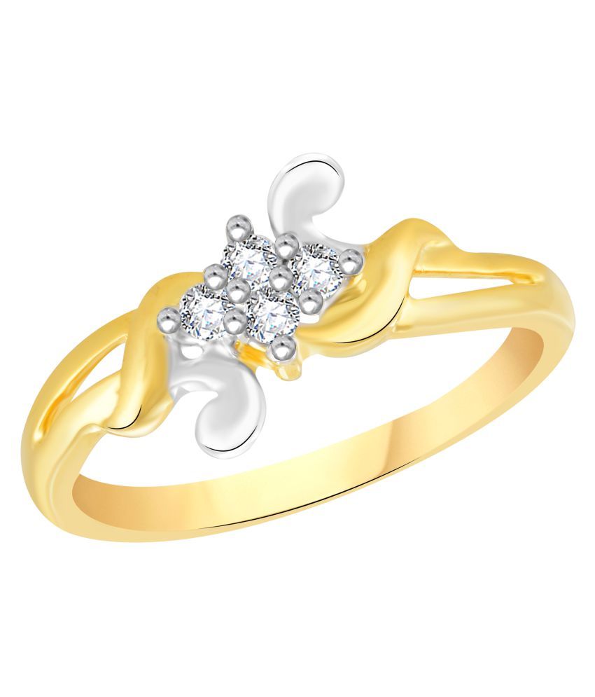 Vk Jewels Vivid Gold And Rhodium Plated Alloy Ring For Women Girls Made With Cubic Zirconia