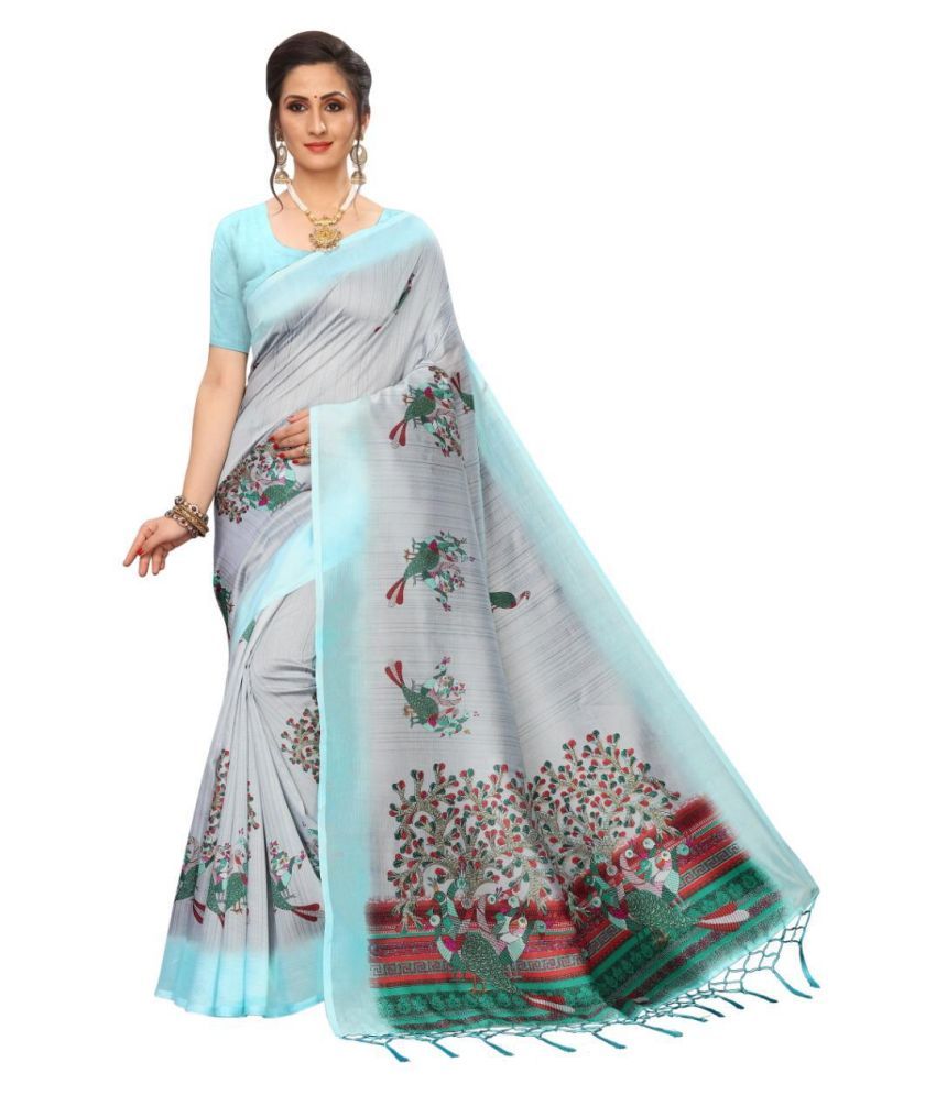 Vicenza Lifestyle Blue Mysore Silk Saree - Buy Vicenza Lifestyle Blue ...