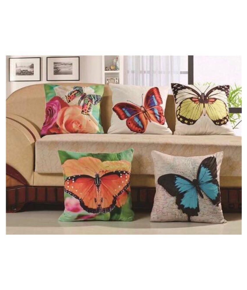 HK Collection Set of 5 Jute Cushion Covers 40X40 cm (16X16) Buy Online