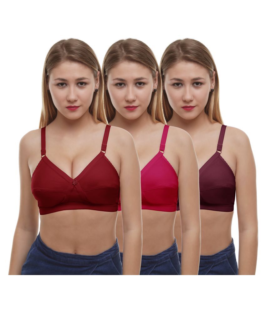     			Madam Pack of 3 Cotton Non Padded Women's Minimizer Bra ( Multi Color )